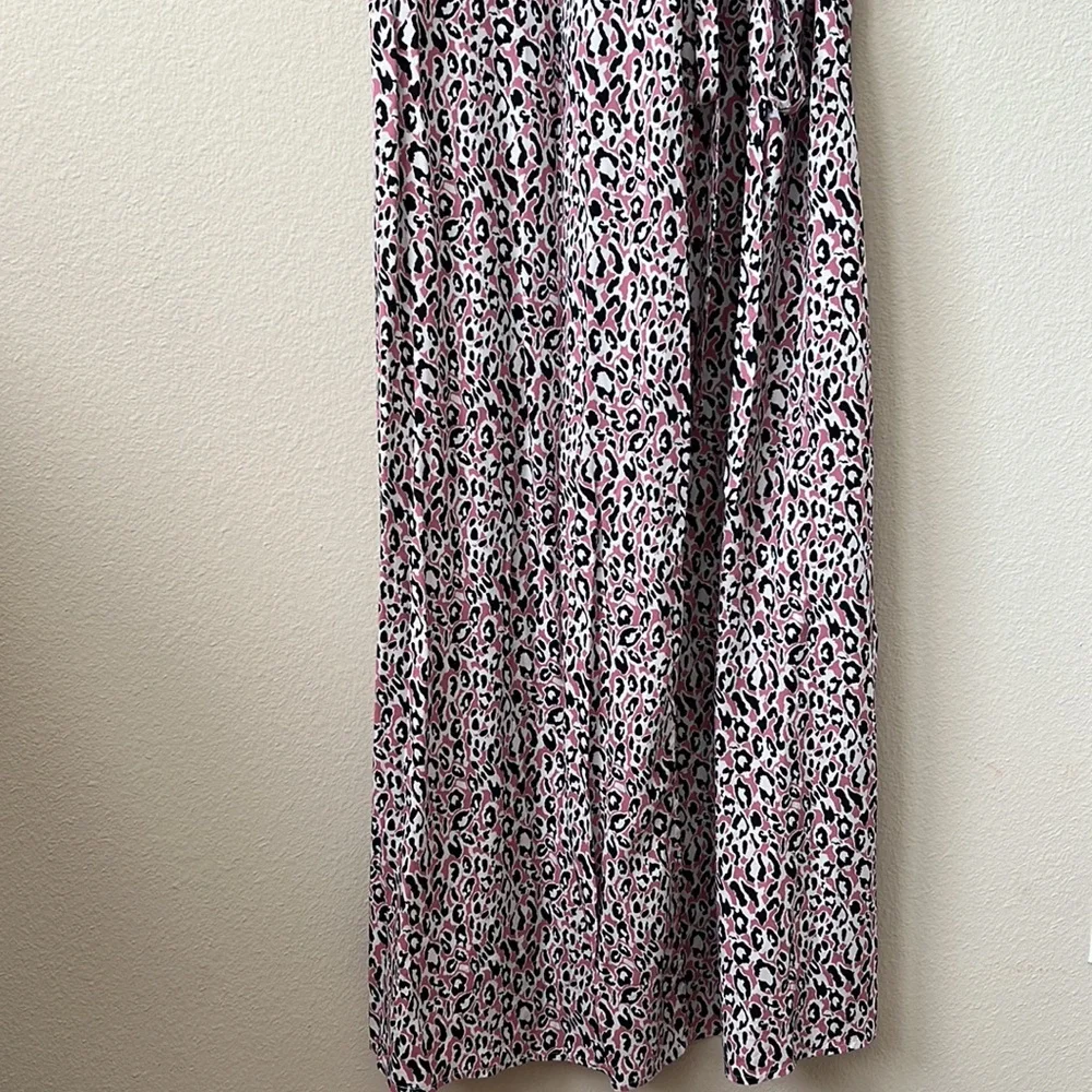 J. Crew Leopard Midi Pink White Black Wrap Around Waist Tie Women‎ Medium Dress